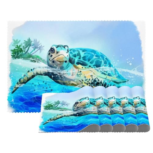 Tischsets mit Meeresschildkröte, schwimmend, hitzebeständig, 4er-Set, waschbar, rutschfest, schmutzabweisend, für den Außenbereich, Tischset für Tisch, Küche, Esszimmer, leicht zu reinigen Tischsets mit Meeresschildkröte, schwimmend, hitzebeständig, 4er-Set, waschbar, rutschfest, schmutzabweisend, für den Außenbereich, Tischset für Tisch, Küche, Esszimmer, leicht zu reinigen von Eslifey