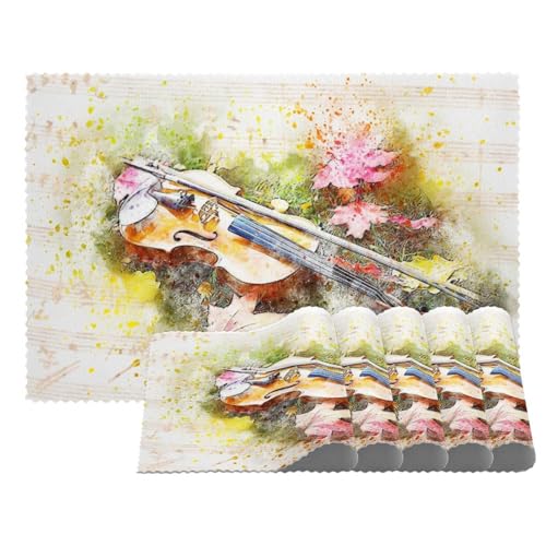 Tischsets mit Violinenmusikblättern, hitzebeständig, waschbar, rutschfest, schmutzabweisend, für den Außenbereich, für Tisch, Küche, Esszimmer, leicht zu reinigen, 4 Stück Tischsets mit Violinenmusikblättern, hitzebeständig, waschbar, rutschfest, schmutzabweisend, für den Außenbereich, für Tisch, Küche, Esszimmer, leicht zu reinigen, 4 Stück von Eslifey