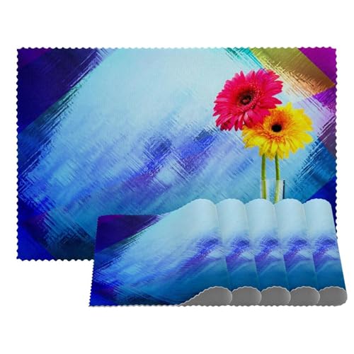 Tischsets mit bunten Kunstblumen, Vasen, hitzebeständig, waschbar, rutschfest, schmutzabweisend, für den Außenbereich, für Tisch, Küche, Esszimmer, leicht zu reinigen, 4 Stück Tischsets mit bunten Kunstblumen, Vasen, hitzebeständig, waschbar, rutschfest, schmutzabweisend, für den Außenbereich, für Tisch, Küche, Esszimmer, leicht zu reinigen, 4 Stück von Eslifey