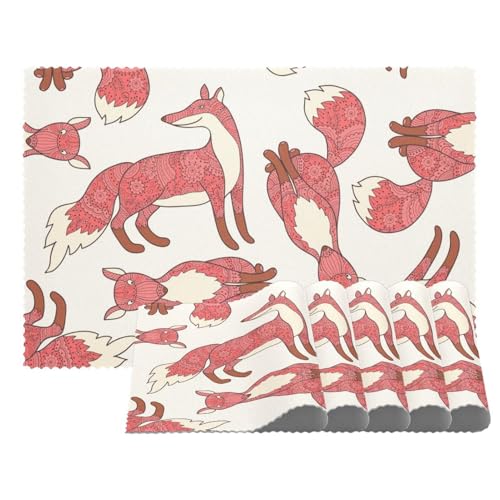 Tischsets mit niedlichem Fuchsmuster, Waldfüchse, Kritzelei-Druck, hitzebeständig, waschbar, rutschfest, schmutzabweisend, für den Außenbereich, Tischset für Tisch, Küche, Esszimmer, leicht zu Tischsets mit niedlichem Fuchsmuster, Waldfüchse, Kritzelei-Druck, hitzebeständig, waschbar, rutschfest, schmutzabweisend, für den Außenbereich, Tischset für Tisch, Küche, Esszimmer, leicht zu von Eslifey