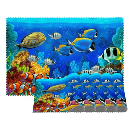 Unterwasserwelt Tischsets mit Fischmotiven, hitzebeständig, waschbar, rutschfest, schmutzabweisend, für den Außenbereich, Tischset für Tisch, Küche, Esszimmer, leicht zu reinigen, 4 Stück Unterwasserwelt Tischsets mit Fischmotiven, hitzebeständig, waschbar, rutschfest, schmutzabweisend, für den Außenbereich, Tischset für Tisch, Küche, Esszimmer, leicht zu reinigen, 4 Stück von Eslifey