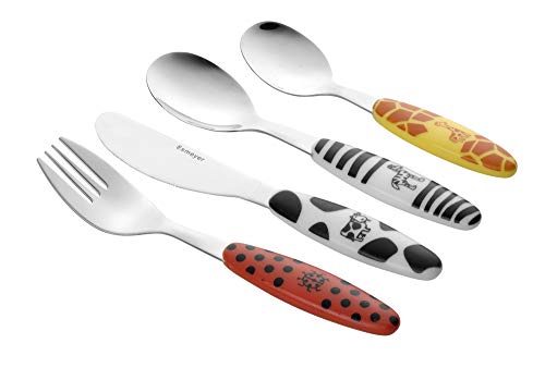 Esmeyer 199-351 4-TLG. Kinderbesteck Safari aus Edelstahl 18/0 poliert, im Geschenkkarton, Bunte Kunststoffgriffe mit Tiermotiven Bedruckt, Esmeyer 199-351 4-TLG. Kinderbesteck Safari aus Edelstahl 18/0 poliert, im Geschenkkarton, Bunte Kunststoffgriffe mit Tiermotiven Bedruckt, von Esmeyer