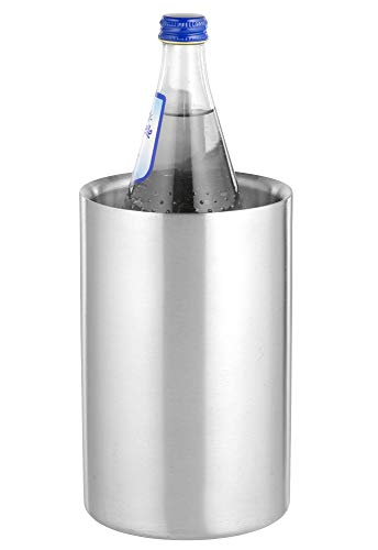 Flaschenkühler MIAMI aus Edelstahl, gebürstet, doppelwandig, Maße: Höhe ca. 19,5 cm, Durchmesser ca. 12 cm, von Esmeyer