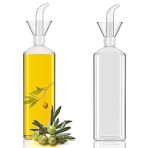 Esmula 2 Stück Ölflasche Glas Olivenöl Spender Flasche Glas Kochen Öl Essig Dosierer mit Ausgießer, 500ml Ölflasche Glasflaschen für Küche und BBQ von Esmula