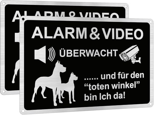 Esoes 2er Set Videoüberwachung Schild 30x20cm Aluminium Hund Schild Aufkleber Kameraüberwachung, 4 Bohrlöcher,Hunde Schilder Lustig/Freilaufender Hund Schild für Innen und Außen Esoes 2er Set Videoüberwachung Schild 30x20cm Aluminium Hund Schild Aufkleber Kameraüberwachung, 4 Bohrlöcher,Hunde Schilder Lustig/Freilaufender Hund Schild für Innen und Außen von Esoes