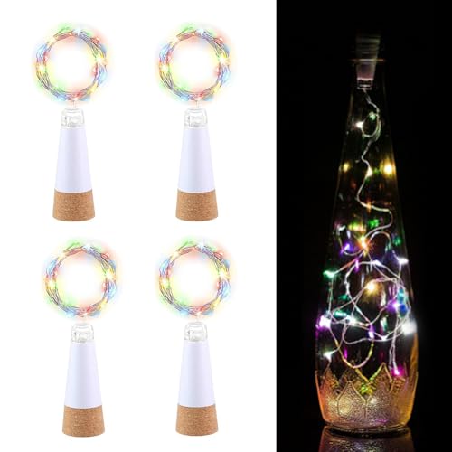 Esoes LED Flaschenlichter, USB betrieben Wiederaufladbar, 2 m 20 LED Lichterkette Sternenhimmel Zum DIY Weihnachten Halloween Partys Hochzeit Geburtstag (Mehrfarben - 4pcs) von Esoes