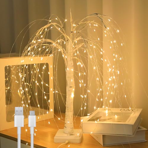 Esoes LED Lichterbaum,LED Baum Lichter,108 LED Baum Lampe,USB/Batteriebetrieben,Licht Warmweiß Verstellbare Äste Weihnachtsdeko für Wohnzimmer, Büro, Esszimmer, Hotel, Innen Deko (White) von Esoes