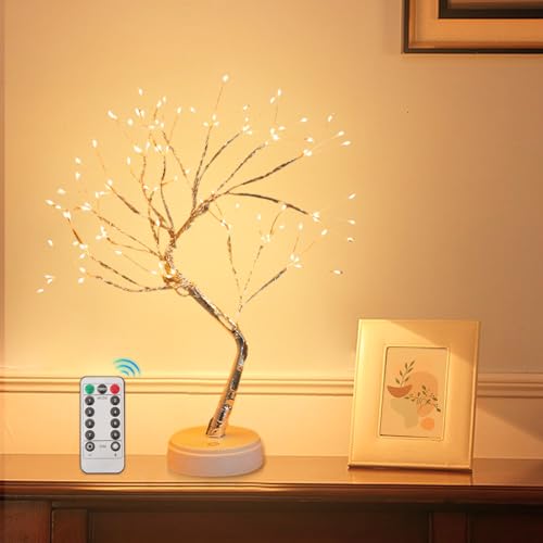 Esoes LED Lichterbaum,LED Baum Lichter,108 LED Baum Lampe,USB/Batteriebetrieben,Licht Warmweiß Verstellbare Äste Weihnachtsdeko mit Fernsteuerung für Wohnzimmer, Büro, Esszimmer, Hotel, Innen Deko von Esoes