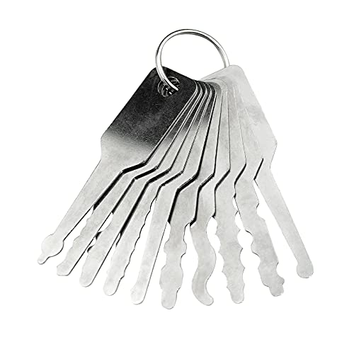 Esoes Lockpicking-Set für Sicherheitsschlösser/Drehscheibenschlösser, Edelstahl, Verschluss-Werkzeug-Bauschlosser-Werkzeug für Hausverschluß (10 pcs) von Esoes