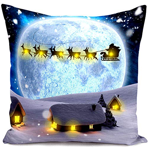 Wankd Laterne Weihnachtskissen LED-Licht Kissen Kreativ Gedruckt Plüsch Kissen Für Sofa Bed Restaurant Home Decor New Family Geschenk Weihnachten 45 * 45Cm (Elk) von Wankd