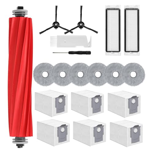 19 pcs Zubehör für Roborock Q Revo, Ersatzteile Saugroboter Zubehörset,1 Hauptbürste, 6 Wischtücher, 6 Staubbeutel, 2 Filter, 2 Seitenbürsten von Esoes