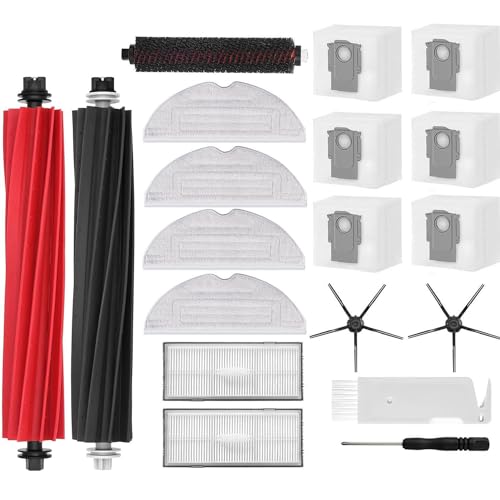 19 pcs Zubehör für Roborock S8 Pro Ultra, Ersatzteile Saugroboter Zubehörset,2 Hauptbürste, 1 Selbstreinigende Bürste, 4 Wischtücher, 6 Staubbeutel, 2 Filter, 2 Seitenbürsten von Esoes