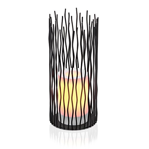 African Style Batterie Dekoleuchte"SIMBA" - 5 Std. Timerbetrieb oder Dauerlicht - Kunststoffkerze mit Flackerlicht - (D x H): 12 x 28 cm - Stimmungslampe Dekolampe Batterieleuchte - esotec 202011 von Esotec
