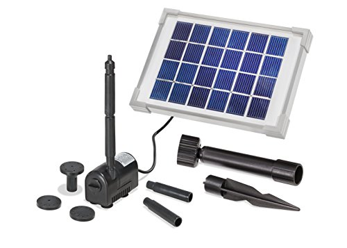 Solar Teichpumpe Rimini-S - Solarmodul 2Wp - Pumpe 175l/h/ 70 cm - inklusive 4 Wassersprinkler - esotec 101701 von Esotec