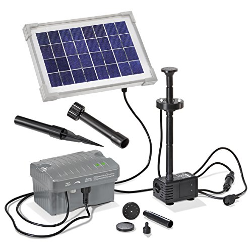 Solar Teichpumpenset Palermo LED mit Akku und LED Licht - 5W Solarmodul - Solarpumpe Set Gartenteichpumpe Teich 101775 von Esotec