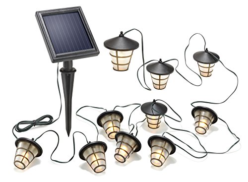 Esotec Solar LED Lichterkette Asia Style mit 10 Laternen 3000K warmweiß, 102152 von Esotec