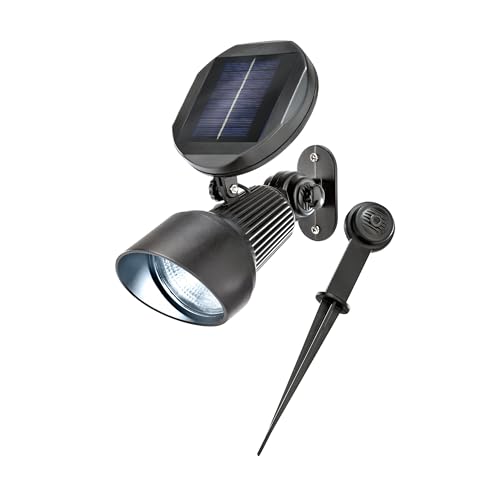 Esotec LED Solarspot Spotlight, Aluminium, Solarstrahler, Spotstrahler, Spotlicht, Bodenstrahler, Solarleuchte, kaltweiß 6000K, Akku, Wandhalterung, Erdspieß, IP44, wetterfest, outdoor, außen, 102138 von Esotec