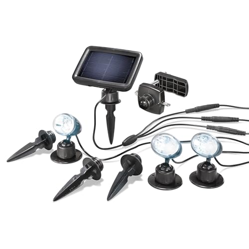 Esotec Solarstrahler Trio Pro 6500, 3er Set, Solarspotset, LiFePo4 Akku, Bodenleuchte, LED Teichbeleuchtung, Solarleuchte, 6500K, Erdspieß, IP44, winterfest, wetterfest, outdoor, außen, 102542 von Esotec