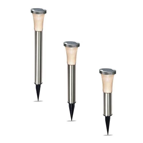 Esotec Solar Gartenstecker außen PADUA | 3er Set Gartenfackel Solarleuchte Gartenleuchte Stecklicht Dekoleuchte Solarfackel für draußen | AKKU METALL IP44 wetterfest outdoor 102479 von Esotec