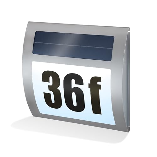 esotec Solar Hausnummer beleuchtet Coldwave, kaltweiß, Hausnummernschild, Dämmerungsschalter, LED Wandleuchte, Hausnummernleuchte, Edelstahl, Metall, IP44, wetterfest, außen, 102036 esotec Solar Hausnummer beleuchtet Coldwave, kaltweiß, Hausnummernschild, Dämmerungsschalter, LED Wandleuchte, Hausnummernleuchte, Edelstahl, Metall, IP44, wetterfest, außen, 102036 von Esotec