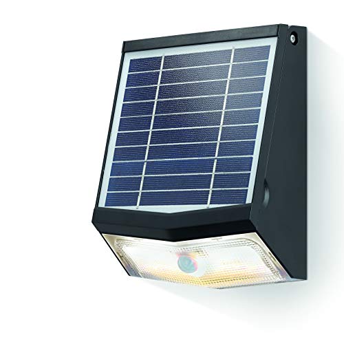 Esotec Solar LED Sensor Wand und Schilderleuchte - max. 500 lm Lichtstrom - großes 2,2 W Solarmodul im Winkel verstellbar - 2 Betriebmodi - Abm: 19 x 15,5 x 7,4 cm 102270 von Esotec