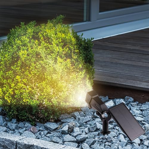 Esotec Solar LED Spot außen Multi Spot 3000 Pro, 3 Leuchtmodi, warmweiß 3000K, Solarstrahler, Bodenstrahler, Solarleuchte, Gartenteichzubehör, Akku, Erdspieß, IP65, wetterfest, 102047 von Esotec