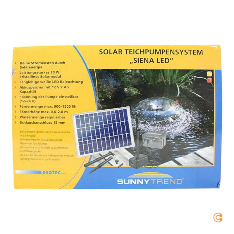 Esotec Solar Led Teichpumpe Pumpenset Gartenpumpe Akkuspeicher 1500 L/H B-Ware von Esotec