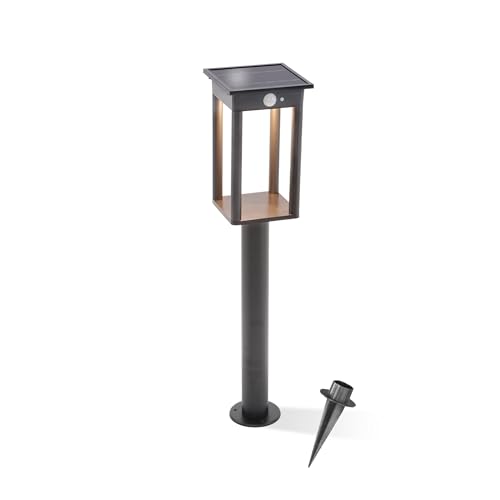 Esotec Solar-PIR-Standleuchte für außen Termoli 66 | Bewegungsmelder LED-Solarleuchte Gartenleuchte Außenleuchte Gartenbeleuchtung | KUNSTSTOFF Akku IP44 wetterfest schwarz H=65cm 102757 von Esotec