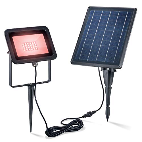 Esotec Solar Premium Strahler mit 28 LEDs - extragroßes 5 W Solarmodul - RGB Farbwechsel - verschiedene Lichtfarben zur Auswahl - Dauer und Wechsellicht - Solarleuchte Spot Flutlicht Garten 102703 von Esotec