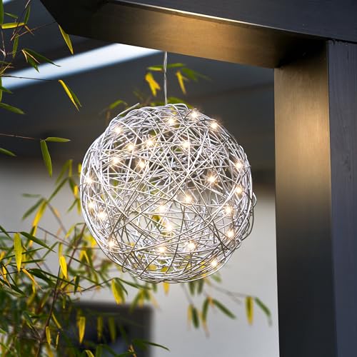 Esotec sotec Solarleuchte Wireball, 50 LED, stabiles Aluminium, Lichtfarbe kaltweiß 102112 von Esotec