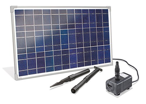 esotec Solar Bachlauf für Gartenteich Komplettset | Bachlaufpumpe Erdspieß Solarmodul 25W | Solarbrunnen für draussen | Wasserpiel Garten Vogeltränke Wasserfall 1600l/h | 101018 von Esotec