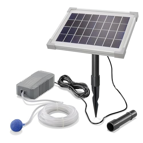 esotec Solar Teichbelüfter 5/130 Professional, 130l/h Sauerstoffpumpe, Teichpumpe, Luftpumpe für Gartenteich, Teichzubehör, Belüftungspumpe, Solarpumpe, 101842 von Esotec