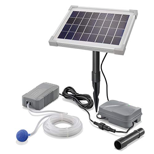 Solar Teichbelüfter Professional mit Akkuspeicher - 5W Solarmodul 130 l/h Luft - extragroßes Solarmodul plus Akku - Gartenteich Belüftung Sauerstoffpumpe Teich Luftpumpe Teichpumpe esotec pro 101843 von Esotec