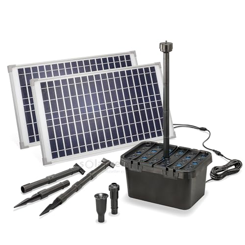 Solar Teichfilter Komplettset Professional - 1700 l/h Förderleistung + 2 x 25 W Solarmodul - Komplettset für Gartenteiche bis 5.000l - dekoratives Wasserspiel - Teichpumpe Solarpumpe esotec 100904 von Esotec