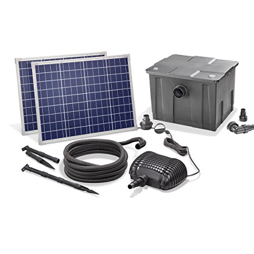 Solar Teichfilterset Premium 3400 l/h Förderleistung 100 Watt Solarmodul 3m Förderhöhe Solarfilter Außenfilter Gartenteich esotec pro Komplettset 101081 von Esotec