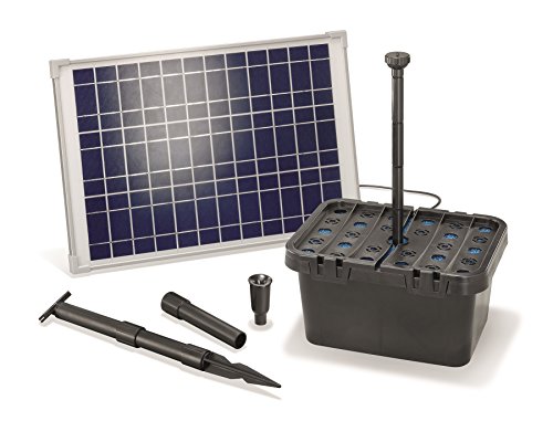 Solar Teichfilterset Starter 1300 l/h Förderleistung 20 W Solarmodul Komplettset bis 4000l Gartenteich 101067 von Esotec