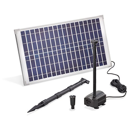 esotec Solar Teichpumpe mit Filter für außen | SET Sprinklerpumpe 875l/h Erdspieß Solarmodul 25W | Solarbrunnen für draussen | Wasserpiel Springbrunnenpumpe Fontäne | 101913 von Esotec