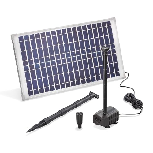 esotec Solar Teichpumpenset 25 875 Pro, Sprinklerpumpe 875l/h, Erdspieß, Solarmodul 25W, Solarbrunnen für draußen, Wasserpiel, Springbrunnenpumpe Fontäne, 101913 von Esotec