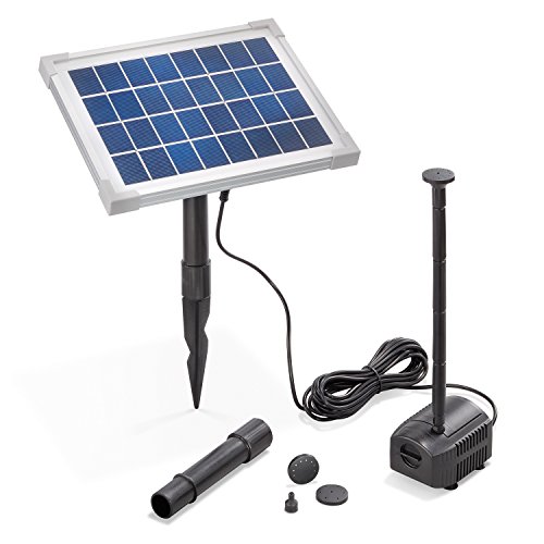 esotec Solar Teichpumpe mit Filter für außen | SET Sprinklerpumpe 250l/h Erdspieß Solarmodul 5W | Solarbrunnen für Gartenteich | Wasserpiel Springbrunnenpumpe Fontäne | 101909 von Esotec