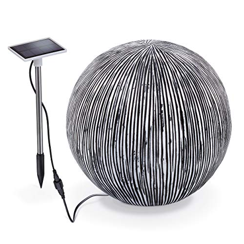 esotec LED Solarlampe für außen RibbedBall | Sandstein Optik | Solarkugel Gartendeko Terrassendeko Teichbeleuchtung Gartenkugel | warmweiß kaltweiß umschaltbar | D=26cm | 102676 von Esotec