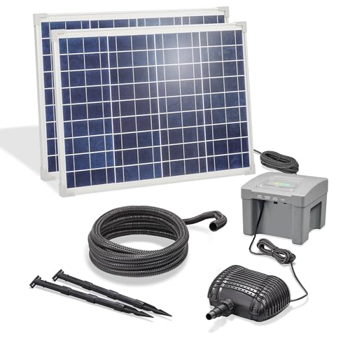 esotec Solar Bachlaufpumpenset 100 4200, LiFePO4 Akku, Bachlaufpumpe 4200 l/h, Erdspieß, Solarmodule 100 Watt, Solarbrunnen Vogeltränke, DIY Springbrunnen Wasserspiel, Komplettset, außen 101943 esotec Solar Bachlaufpumpenset 100 4200, LiFePO4 Akku, Bachlaufpumpe 4200 l/h, Erdspieß, Solarmodule 100 Watt, Solarbrunnen Vogeltränke, DIY Springbrunnen Wasserspiel, Komplettset, außen 101943 von Esotec