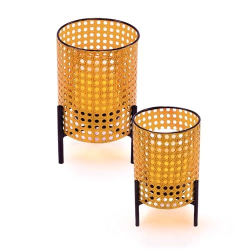 esotec Solar-Dekoleuchte LED-Kerze für außen SAMOA | 2er SET mit Flackerlicht LED-Dekolicht Feuer Flamme Tischleuchte | Solarlaterne Stehleuchte | Solarlichter-Kerze METALL braun Akku IP44 103107 von Esotec