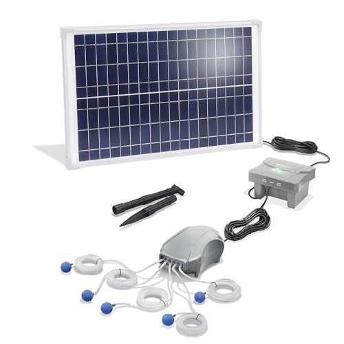 esotec Solar Teichbelüfter-Set 25/600 POWER 5 mit LiFePO4 Akku-Speicher | Teichbelüftung Sauerstoffpumpe 600 l/h Luftleistung | Solarpanel 25 Watt | Erdspieß 101877 von Esotec