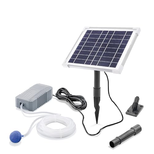 esotec Solar Teichbelüfter Set 6/130, LiFePO4 Akku-Speicher, Teichbelüftung, Sauerstoffpumpe 120 l/h, Luftpumpe, Solarpanel 6W, Erdspieß 101848 von Esotec