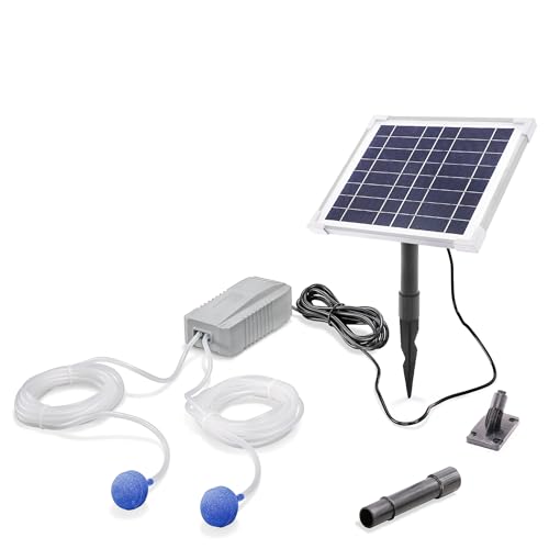 esotec Solar Teichbelüfter Set 6/200 Duo, LiFePO4 Akku, Teichbelüftung, Sauerstoffpumpe 200 l/h Luftleistung, Luftpumpe, Solarpanel 6W, Erdspieß 101849 von Esotec