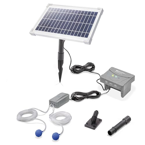 esotec Solar Teichbelüfter-Set 8/200 mit LiFePO4 Akku-Speicher | Teichbelüftung Sauerstoffpumpe 200 l/h Luftleistung | Solarpanel 8 Watt | Erdspieß 101878 von Esotec