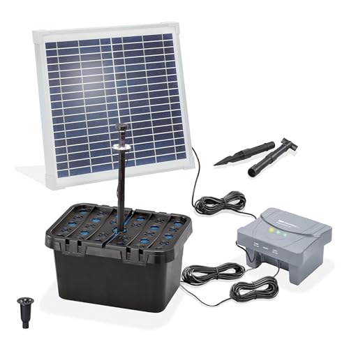 esotec Solar Teichfilterset Profi 15/550 LED, Teichfilter Komplettset mit Pumpe, LiFePo4 Akku, Solarmodul, Teichpumpe außen, mehrstufige Gartenteich Filterung, 100952 von Esotec
