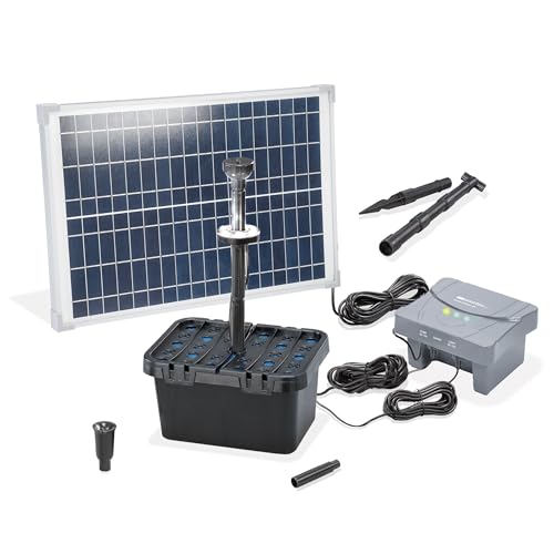 esotec Solar Teichfilterset Profi 25/700 LED | Teichfilter Komplettset mit Pumpe | LiFePo4 Akku | Solarmodul | Solar Teichpumpe für Außen | Mehrstufige Filterung für Gartenteich 100953 von Esotec