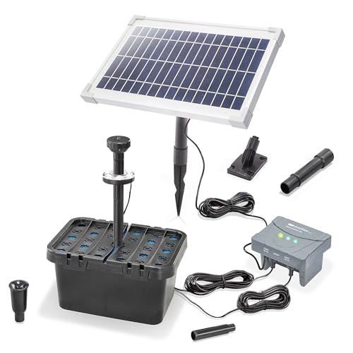 esotec Solar Teichfilterset Profi 8/400 LED | Teichfilter Komplettset mit Pumpe | LiFePo4 Akku | Solarmodul | Solar Teichpumpe für Außen | Mehrstufige Filterung für Gartenteich 100951 von Esotec