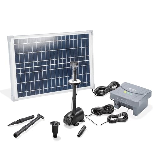 esotec Solar Teichpumpenset 25/700 LED, Teichpumpe mit Filter, außen Sprinklerpumpe 700l/h, LiFePo4 Akku, Solarmodul 25W, Solarbrunnen, Gartenteich Wasserspiel, Springbrunnenpumpe 101024 von Esotec